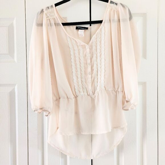 Love 2 B Loved Cream Prairie Peasant Boho Romantic Blouse, XL - Picture 1 of 4